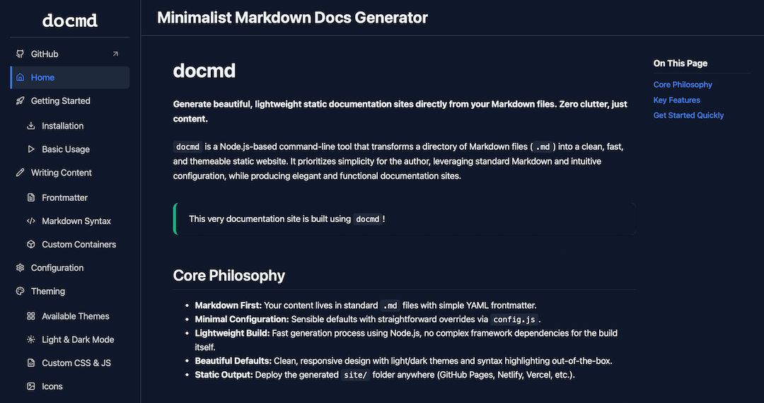 docmd documentation preview