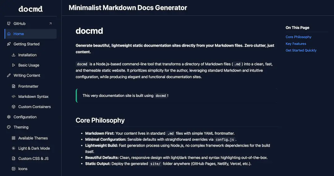docmd documentation preview