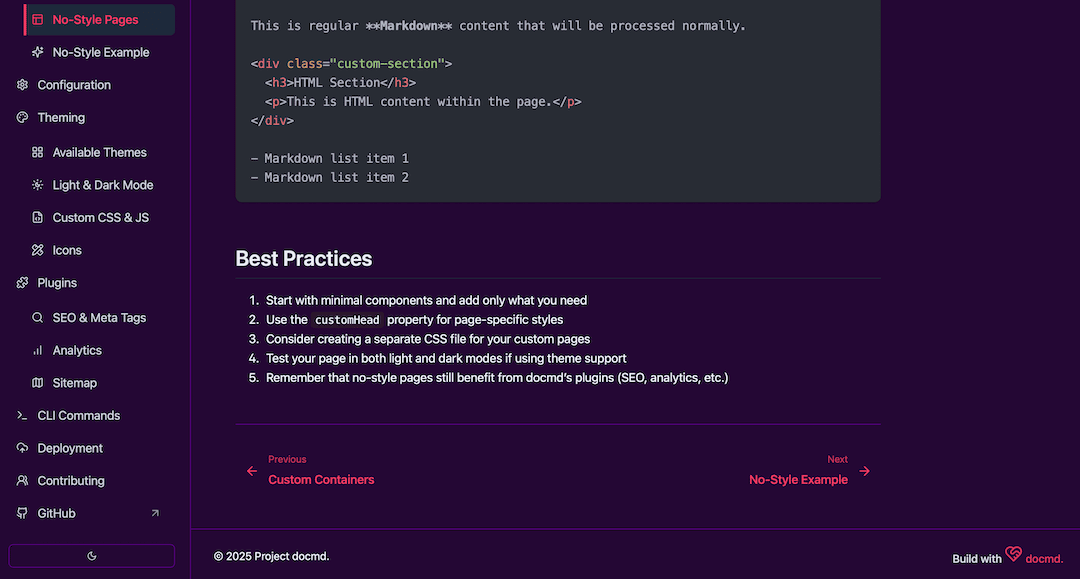 docmd documentation preview