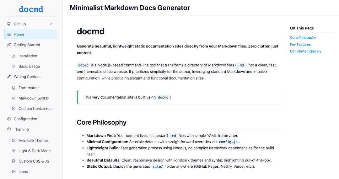 docmd documentation preview