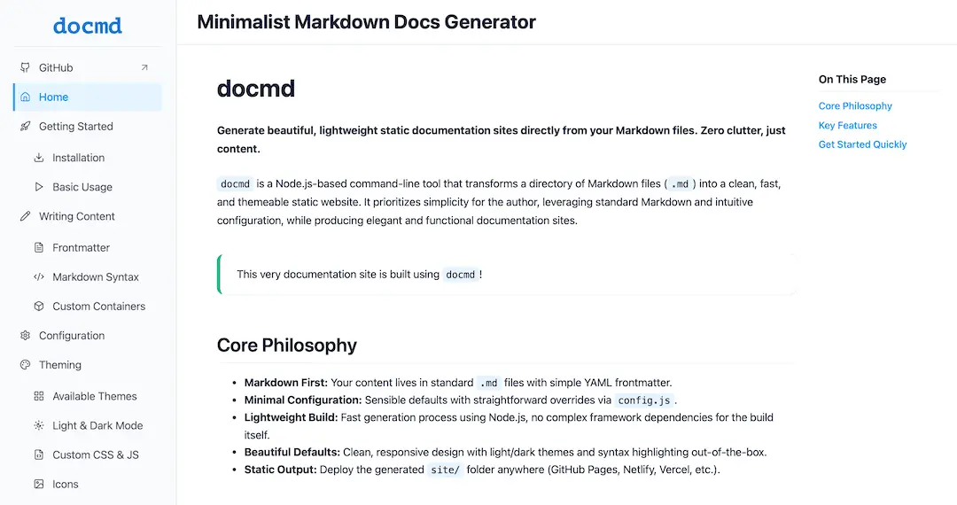 docmd documentation preview
